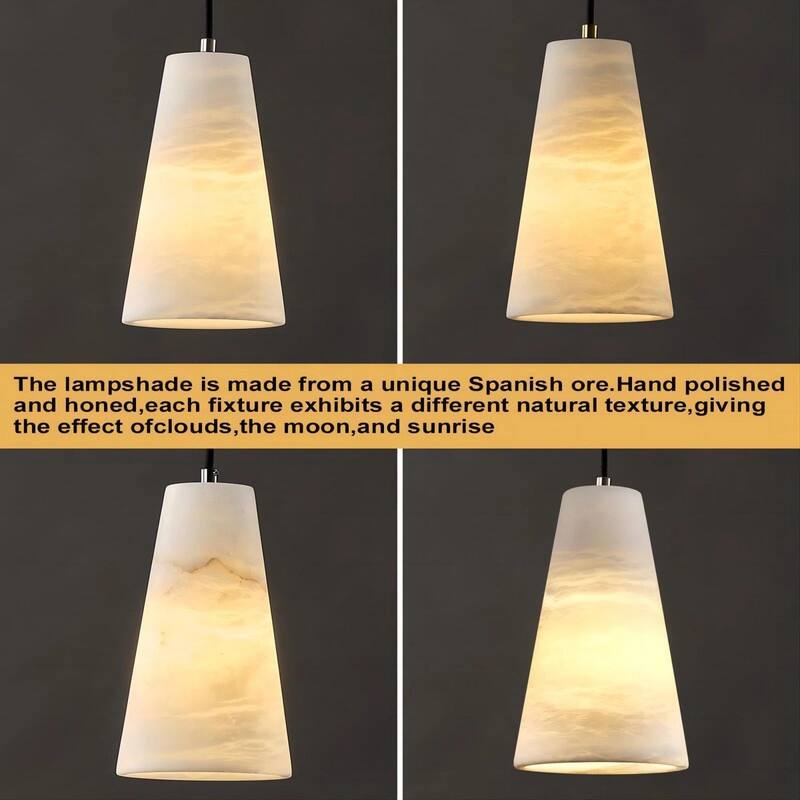 KAYLA 2 Light Pendant Light, Cone Natural Alabaster Shade Pendant Light for Dining Room, Kitchen Island(Bulb Included)