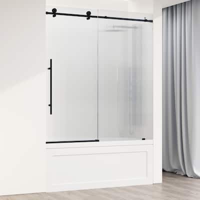 VIGO Elan E-Class 56" to 60" W x 66" H Frameless Sliding Tub Door in Matte Black