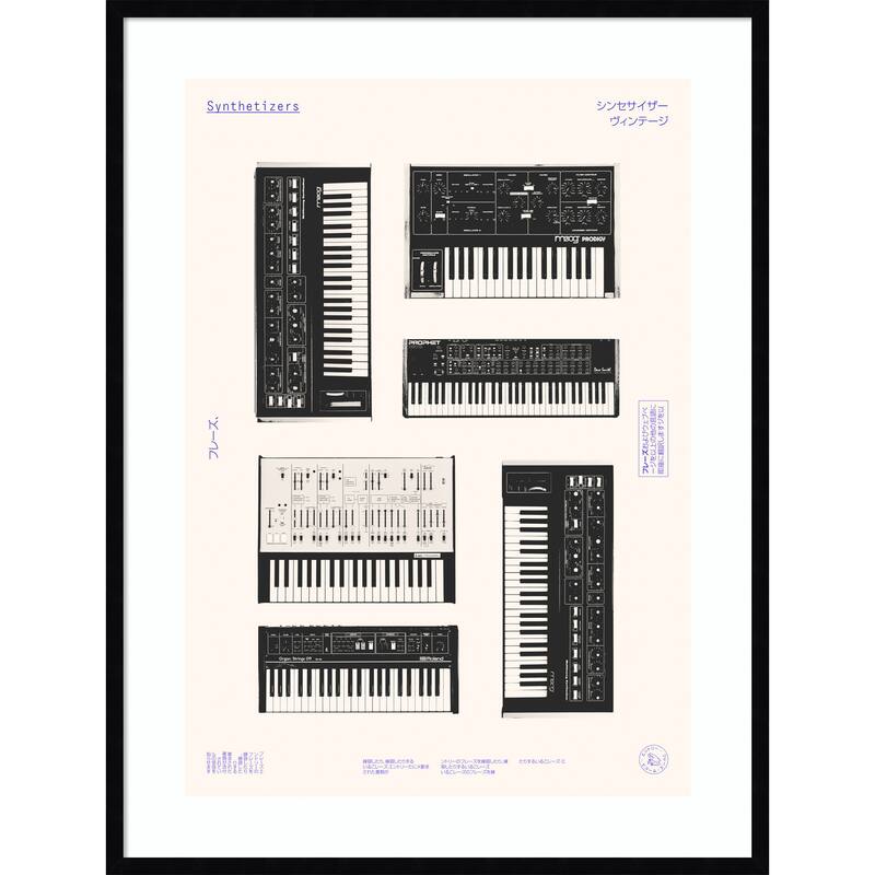Synthetisers by Florent Bodart Wood Framed Wall Art Print