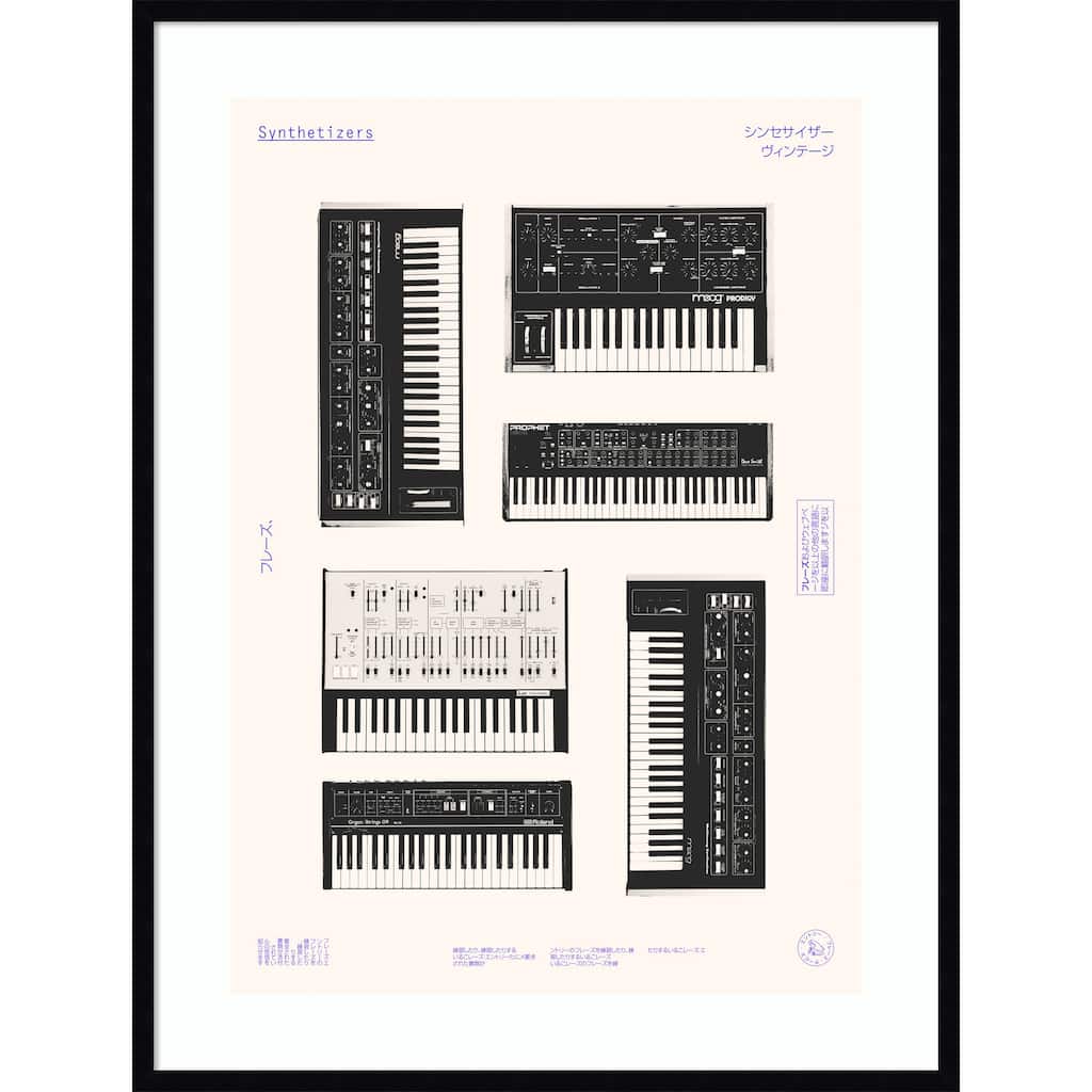 Synthetisers by Florent Bodart Wood Framed Wall Art Print