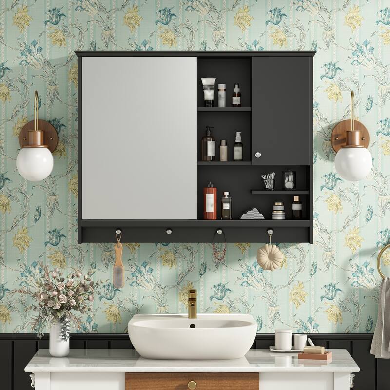 36 Inch Wall Mounted Medicine Cabinet, Bathroom Storage Cabinet with Mirror Door and Adjustabl Shelf