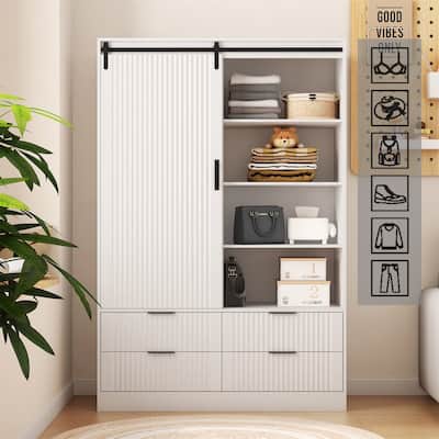Storage Cabinet with Door Drawers Open Shelves
