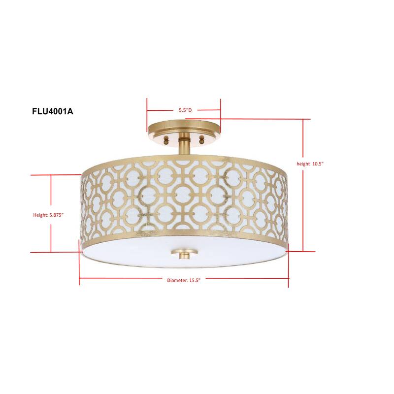 SAFAVIEH Lighting Ziver 15.5-inch 3-Light Flush Mount - 15.5" x 15.5" x 10.5" - 16Wx16Dx11H