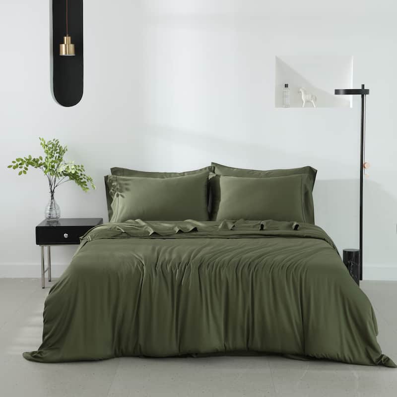 Twin Ducks Inc Rayon from Bamboo Duvet Cover - Kale Green - King - Cal King
