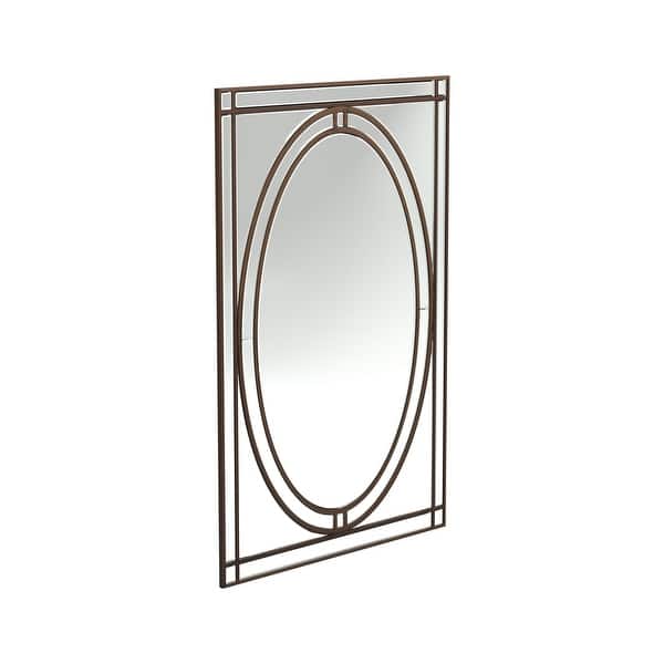 slide 1 of 5, Rectangular Beveled Wall Mirror with Trim Accent Edges, Silver