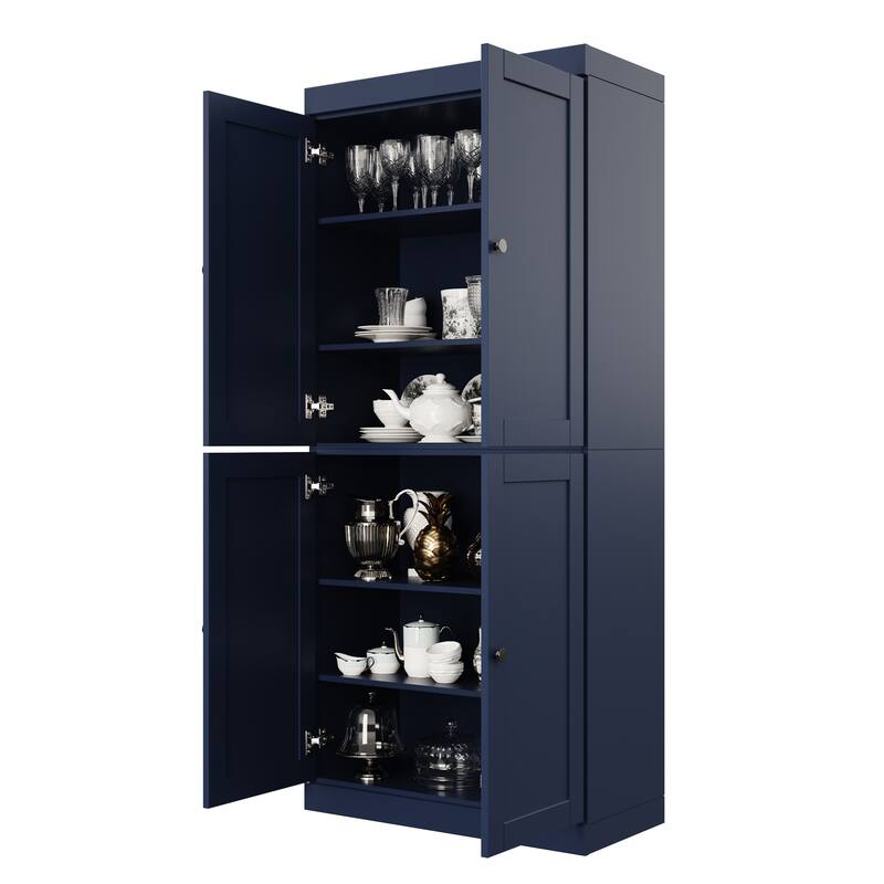 Palace Imports 100% Solid Wood 32" Pantry Cabinet with Shaker Doors and Adjustable Shelves