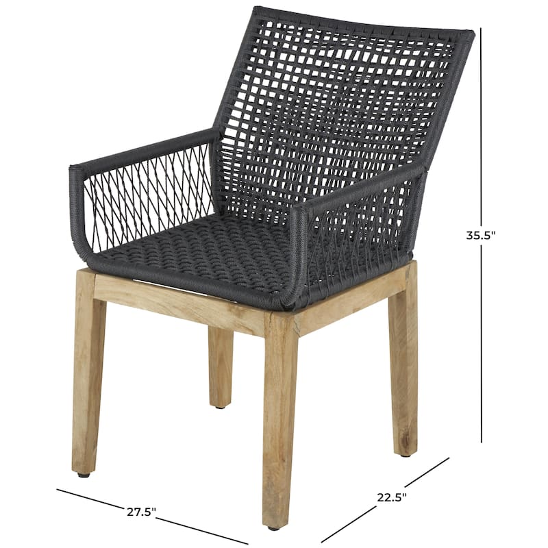 Jute Rope Handmade Woven Accent Chair with Brown Wooden Legs - Black - Roche River Decor
