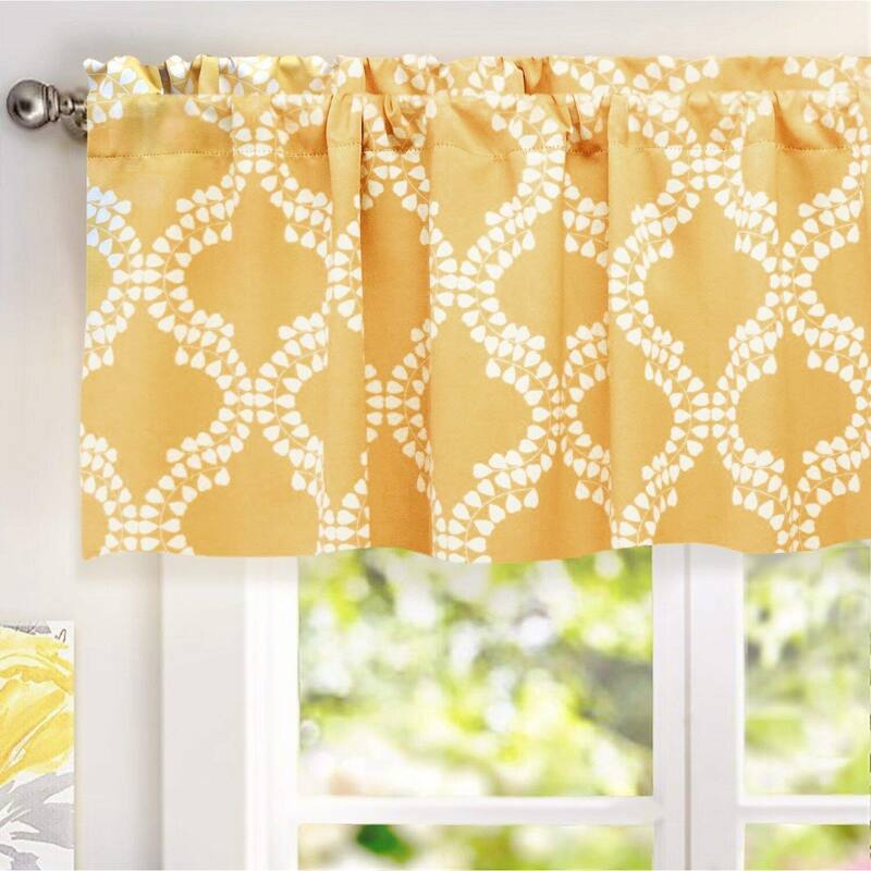 DriftAway Julianna Geo/Leaf Window Curtain Valance - 52" width x 18 " length - Gold