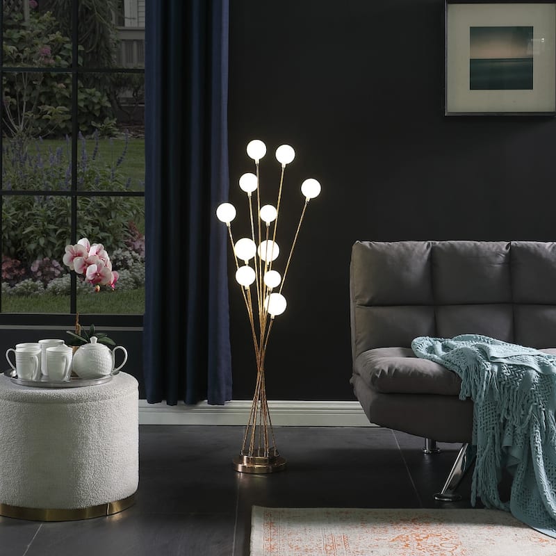 46" Golden Chrome Contemporary Multi Light LED Floor Lamp - 46 X 9 X 9