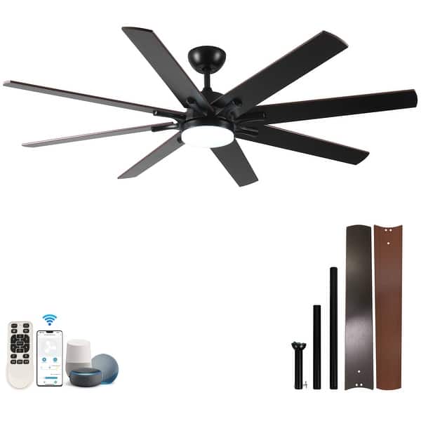 Black Friday Deals 2025 SKEVEN 52\" Ceiling Fan With Remote Control No Light, 6 Speeds Reversible DC Motor Indoor Outdoor 5 Blades Modern Ceiling Fan(Black