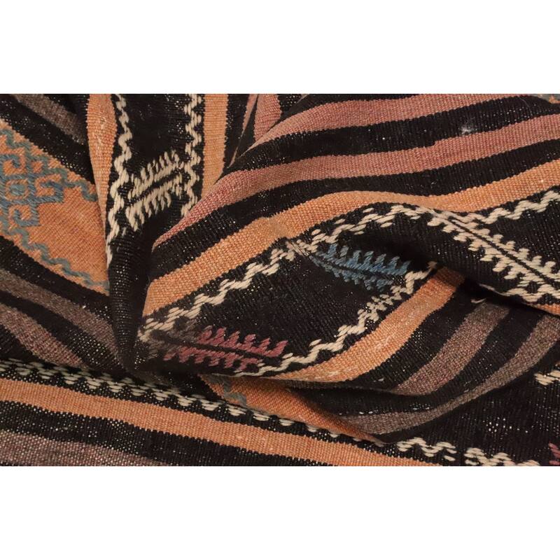 Hand Woven Oriental 100% Wool Carpet Southwestern Tribal Oranges & Rust Kilim Area Rug - 10' 9'' X 6' 4''