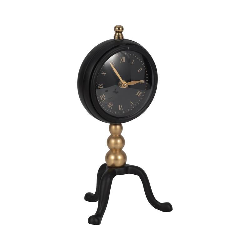 Sagebrook Home 10" Addison Gold And Black Desk Clock, Perfect for Decor - 5" x 5" x 10"