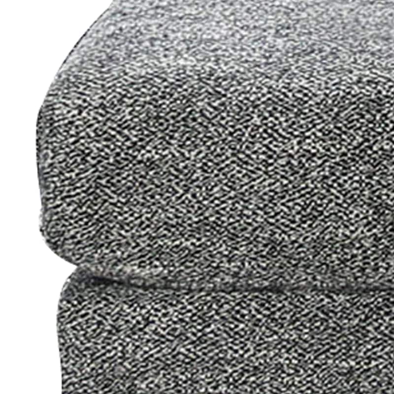 Fabric Upholstered Wooden Ottoman with Tapered Legs, Gray