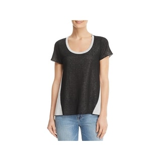 Three Dots Womens Reversible Colorblock Loose Short Shirt
