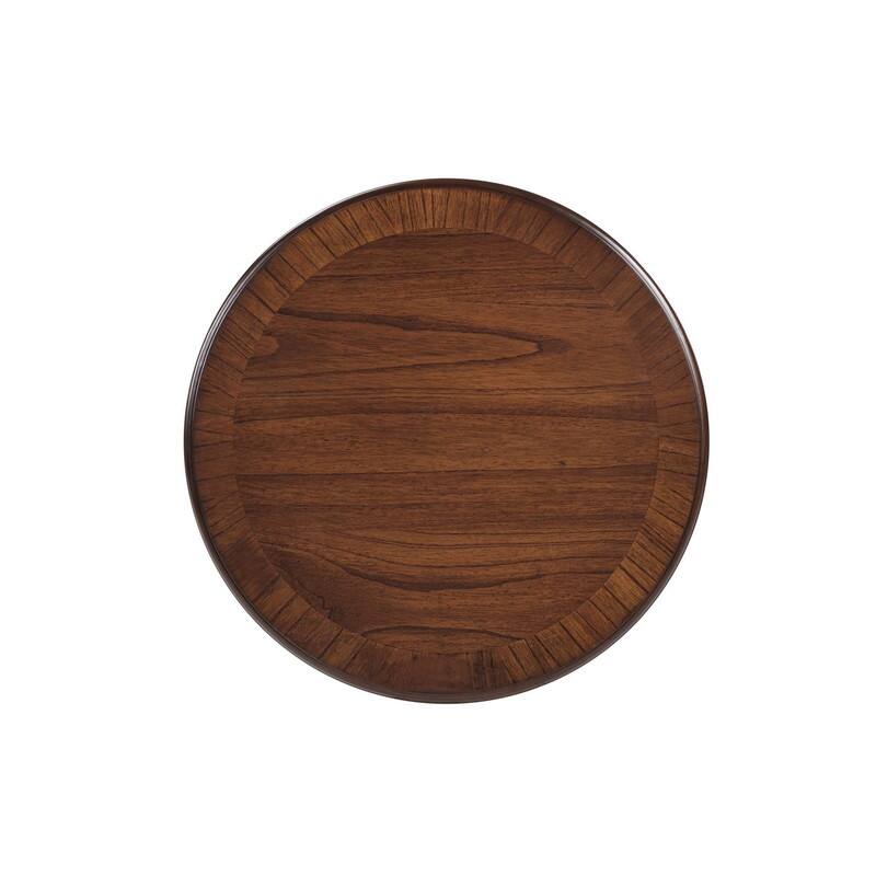 Retro Round Solid Wood End Table with X-Shape Base for Living Room Use