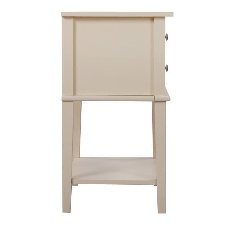 Beige Nightstand 28x22x16 Contemporary Bedside Table with Open Shelf Storage, Neutral Modern Accent for Bedroom Decor