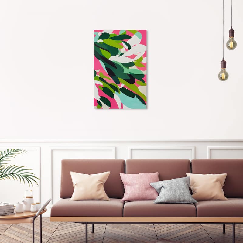 Wynwood Studio Canvas Abstract Colorful Garden Pink and Modern & Contemporary Wall Art Canvas Print - 30 x 20