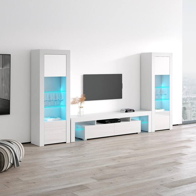 Milano Set 200-BK-BK Modern Wall Unit Entertainment Center