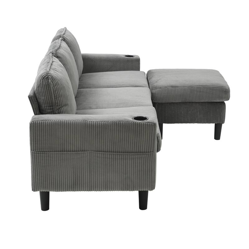 Small Sectional Couches with Storage, 78" L Shaped Sectional Couch with Ottoman, Modular Upholstered Sofa with USB Ports