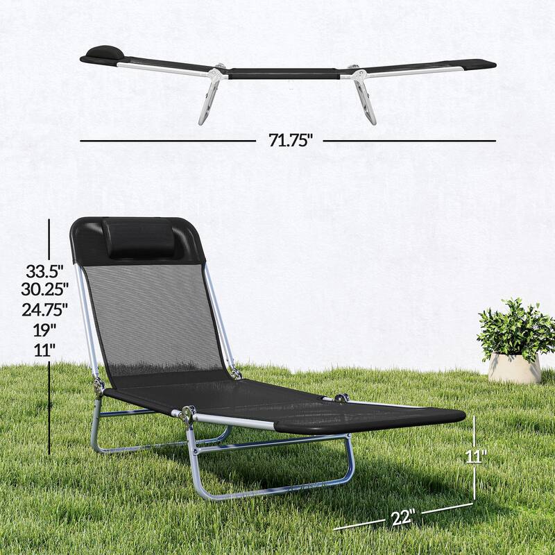 Outsunny Folding Chaise Lounge Chair, Pool Sun Tanning Chair, Outdoor Lounge Chair , Black