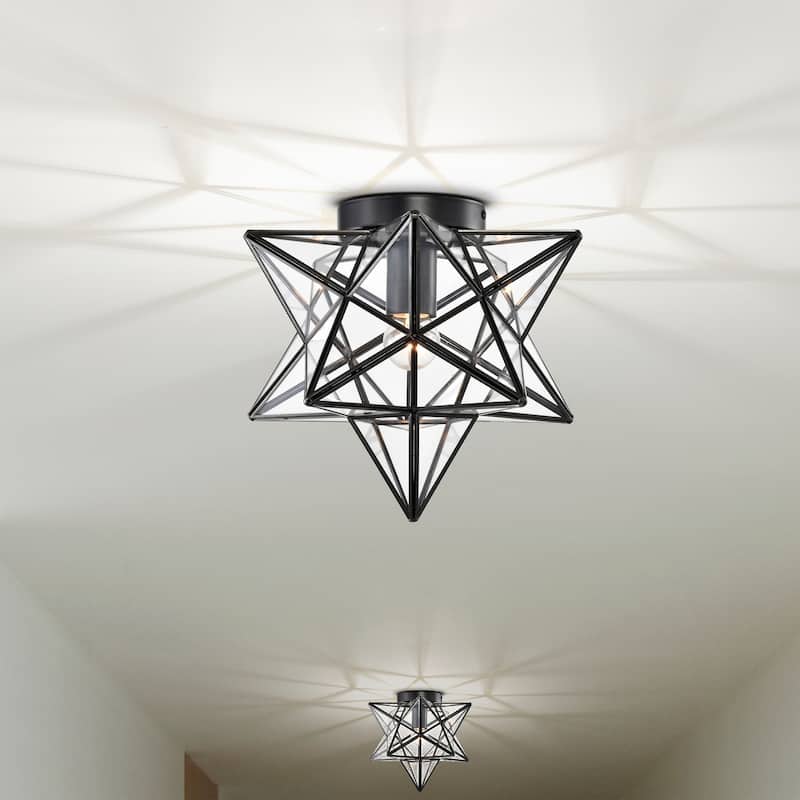 Estrelya Starburst Flushmount Ceiling Lamp with Glass Faces