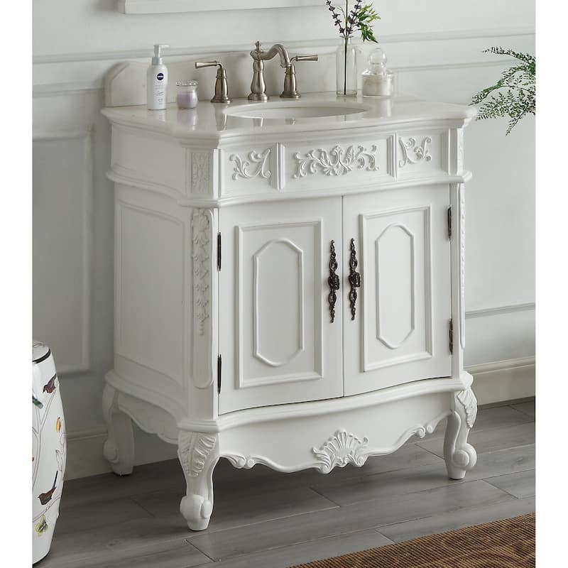 33" Unique Classic Benson Bathroom Sink Vanity - White