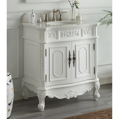 33" Unique Classic Benson Bathroom Sink Vanity - White