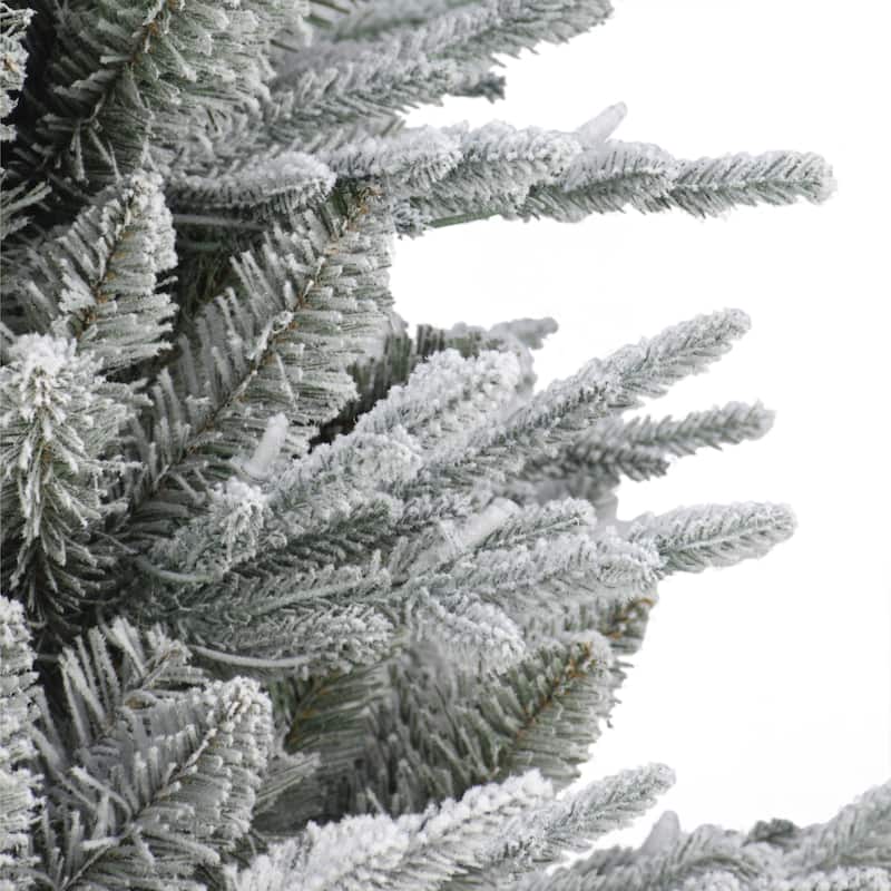 Puleo International Pre-Lit 2' Potted Flocked Pencil Arctic Fir Artificial Christmas Tree