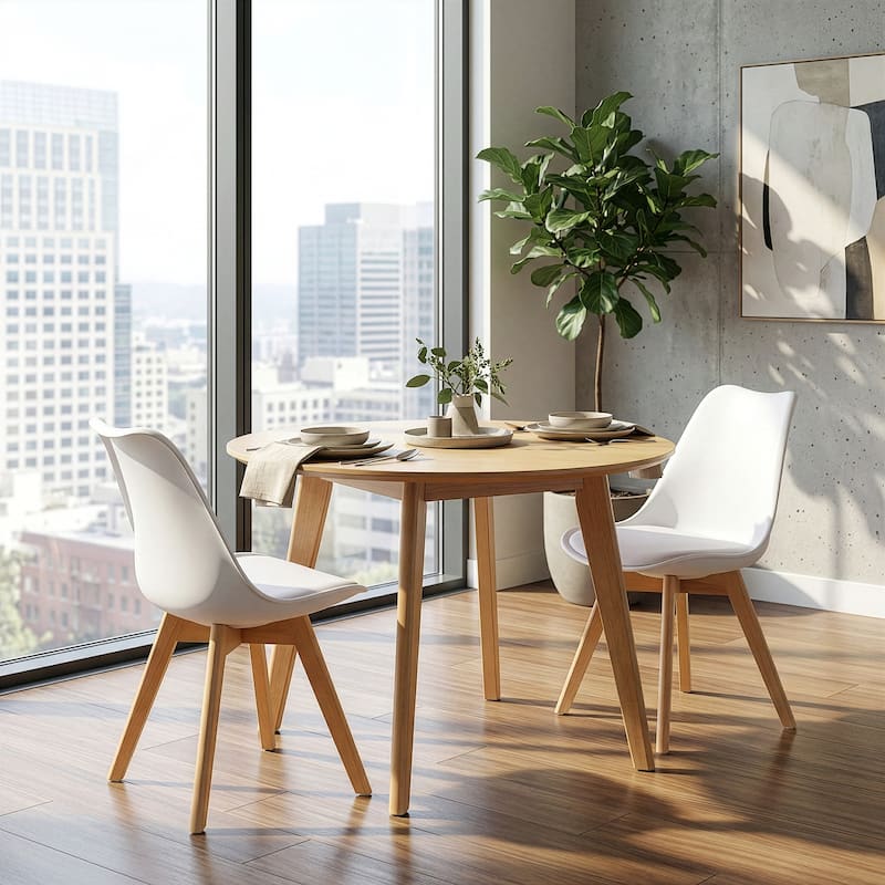 Set of 4 Balint White Cushioned Plastic Dining Chairs