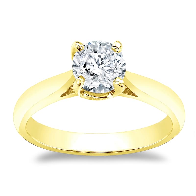 Auriya 14k Gold Round Moissanite Solitaire Engagement Ring 1ctw