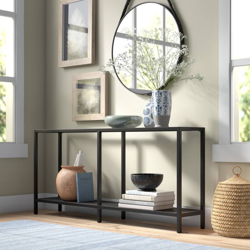 Rigan Modern Metal and Glass Console Table