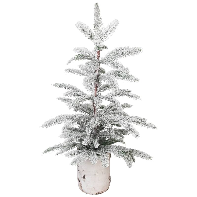 Heavily Flocked Potted Artificial Christmas Sprucetree - 24" - Unlit