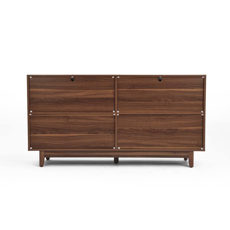 Wood TV Stand for up to 60" TVs with Four Rottan Doors