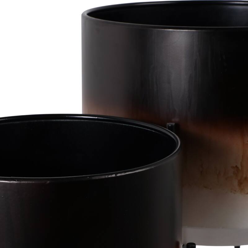 Metal Planters Sleek Modern Stands Decorative Accent Design (Set of 2)