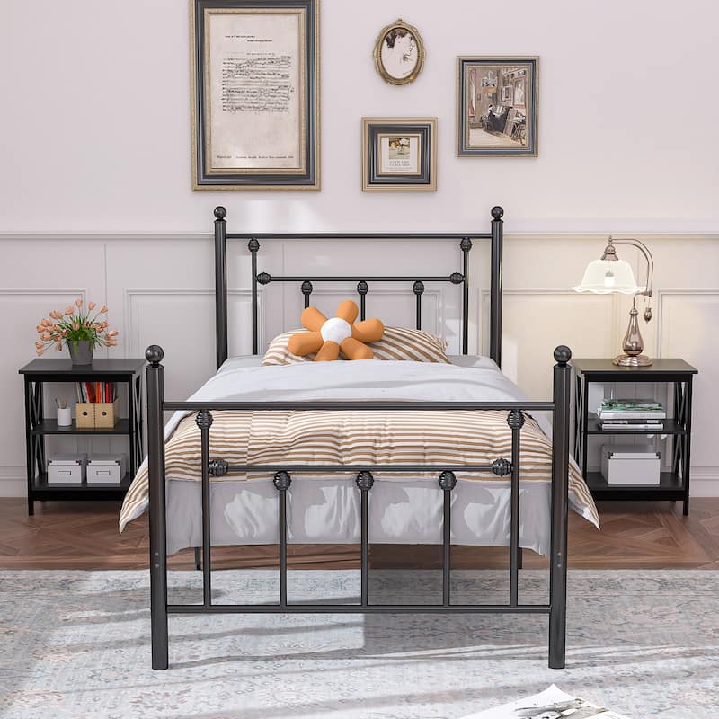 Modern Nightstand with 3-Tier Storage Shelves, Nightstands Set of 2