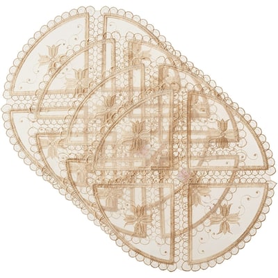 Violet Linen Blossom Exquisite Lace Pattern, Set of 4, Decorative Place Mats