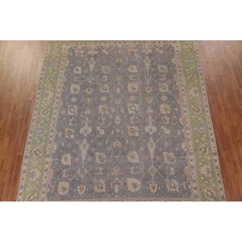 Vintage Distressed Over-Dyed Tabriz Persian Rug Handmade Wool Carpet - 9'6" x 12'7"