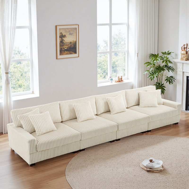 Anne 150" W Oversized Upholstered Modular Sectional Sofa - White-Type 3 - Symmetrical
