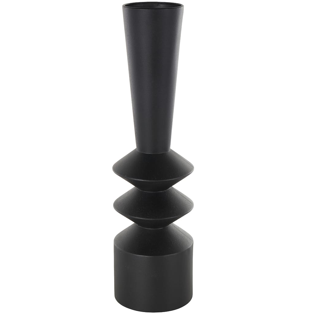 Metal Art Deco Fluted Vase - Black - Roche River Decor - 6"W x 6"L x 22"H