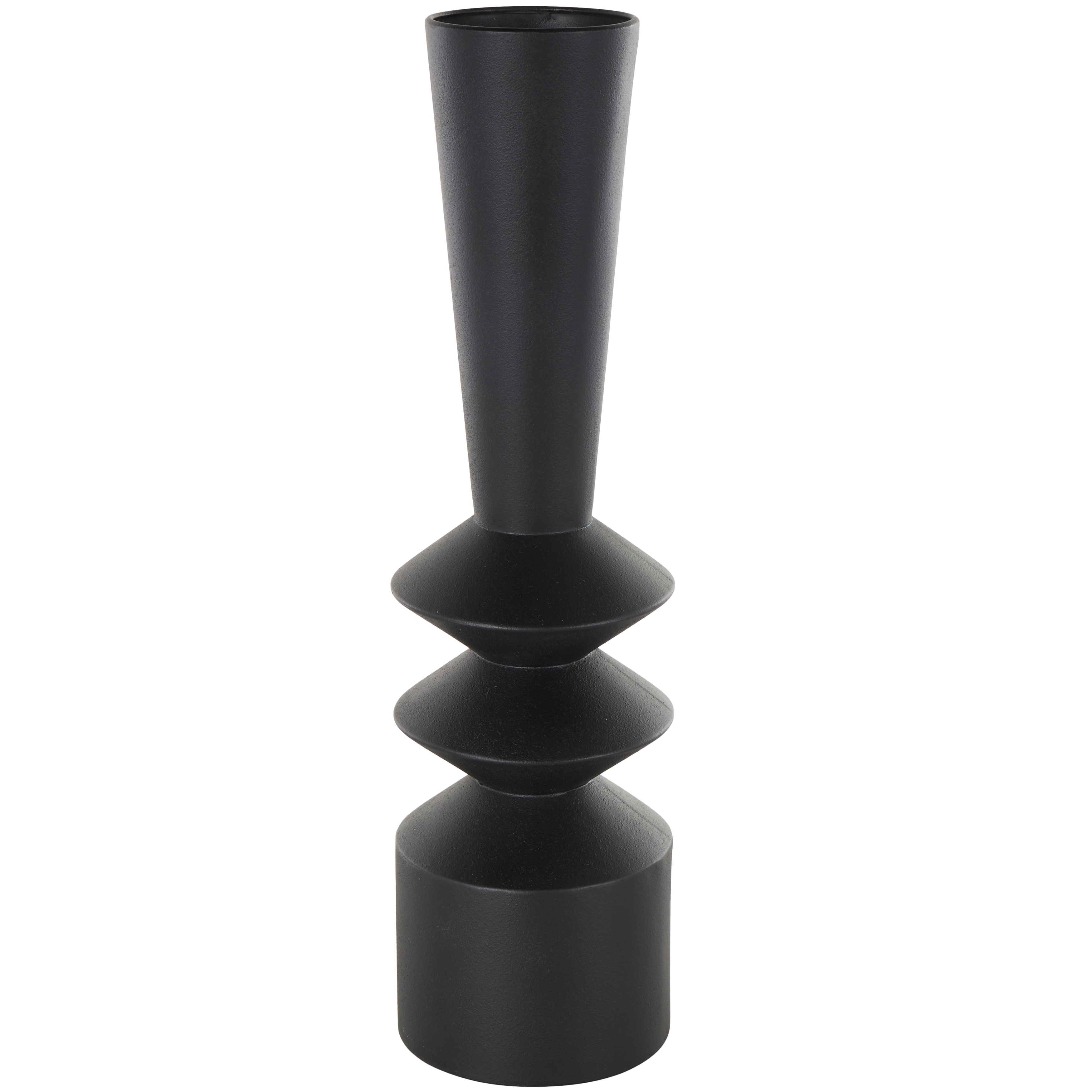 Metal Art Deco Fluted Vase - Black - Roche River Decor - 6"W x 6"L x 22"H