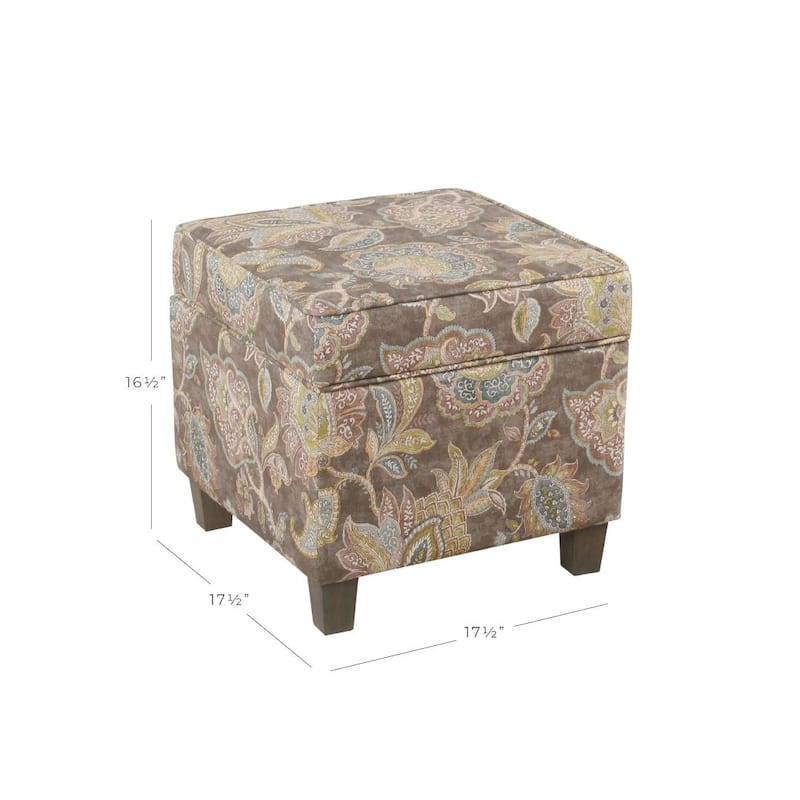 Carbon Loft Hadanberg Grey Floral Square Storage Ottoman