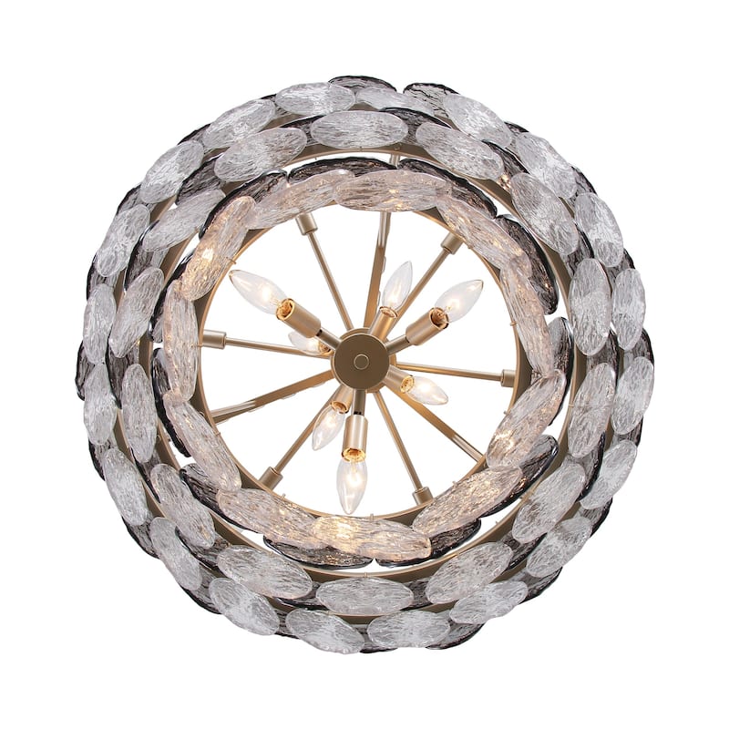 Yep by Golden Lighting Cascada 13-light Pendant in Aegean Silver and Smoke Plated Glass - Gold