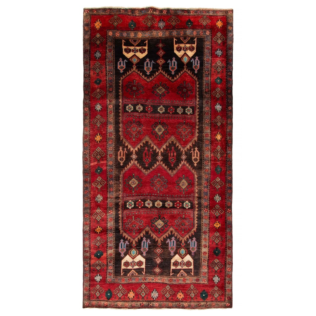 ECARPETGALLERY Hand-knotted Melis Vintage Red Wool Rug - 4' 11" x 9' 10"