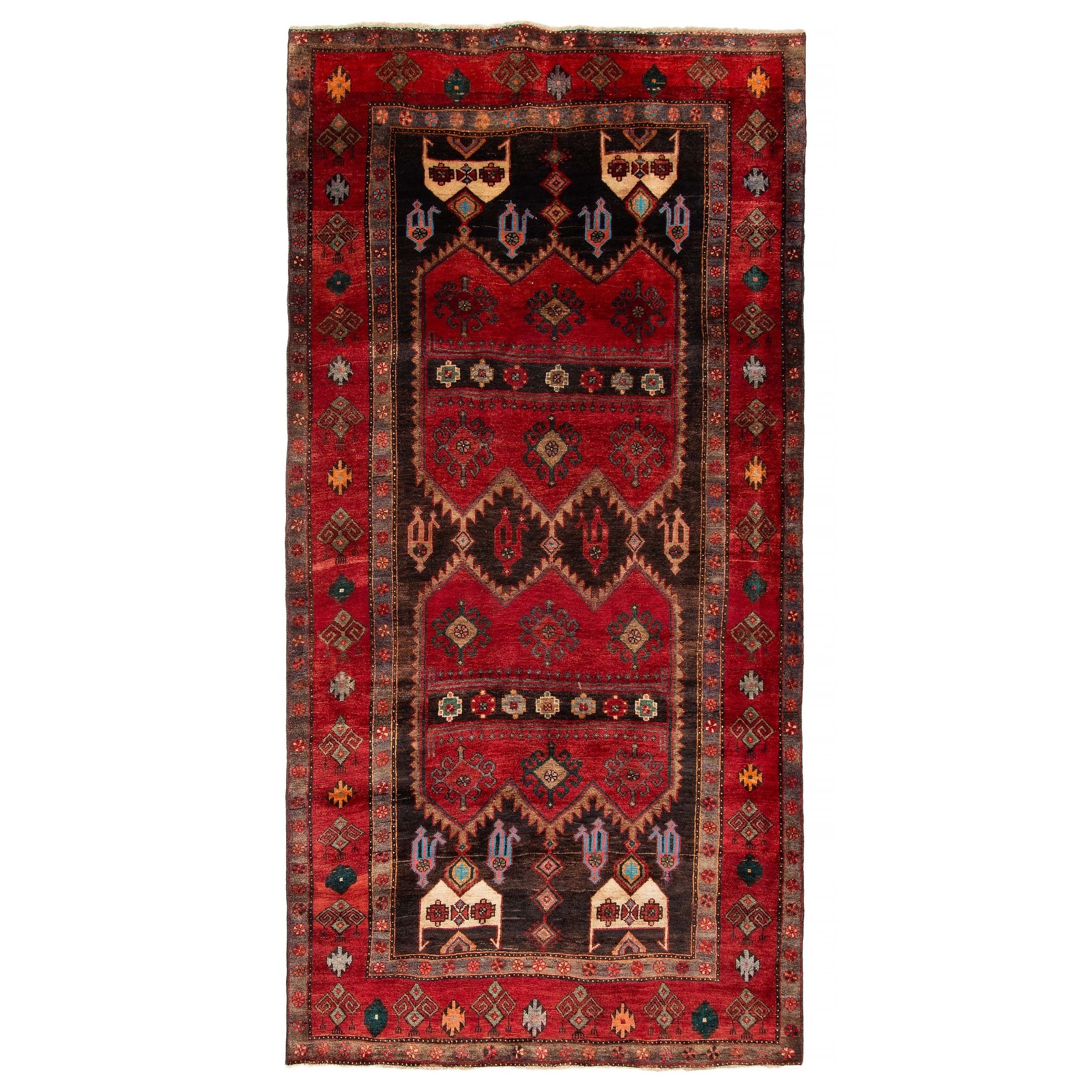 ECARPETGALLERY Hand-knotted Melis Vintage Red Wool Rug - 4' 11" x 9' 10"