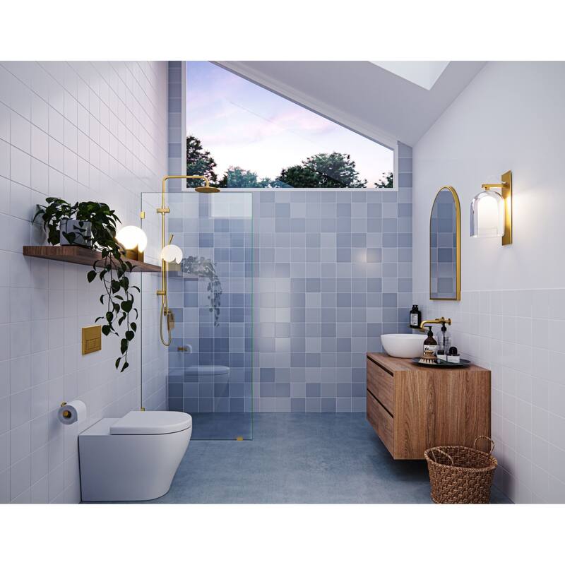Glass Warehouse GW-SFP-30.5 Vela 78" High x 30-1/2" Wide Shower Screen - Satin Brass