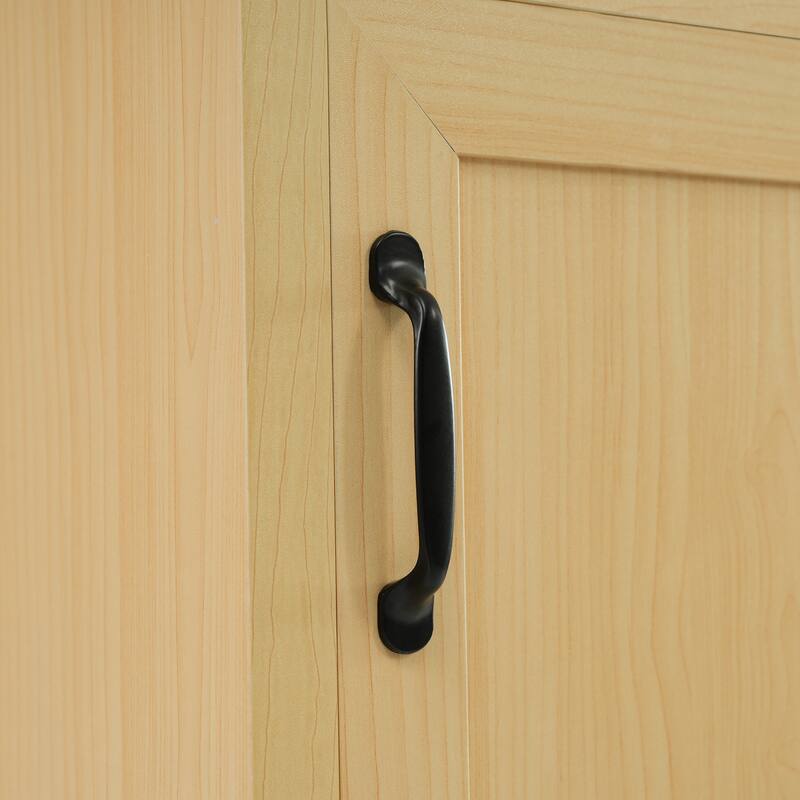 Natural Wood Bathroom Vanity, Storage Cabinet with Sink, Soft Closing Door, Black Handles, Door Rack and Adjustable Shelve