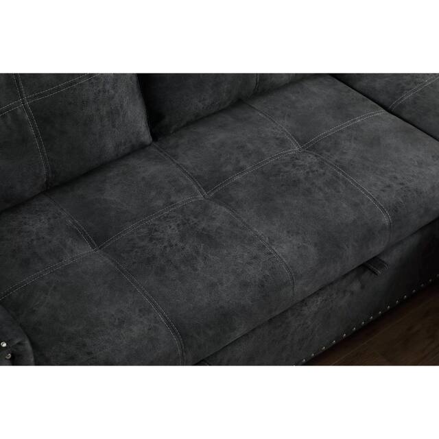 Morden Fort Velvet Reversible Sleeper Sectional Sofa L-Shape with big Storage