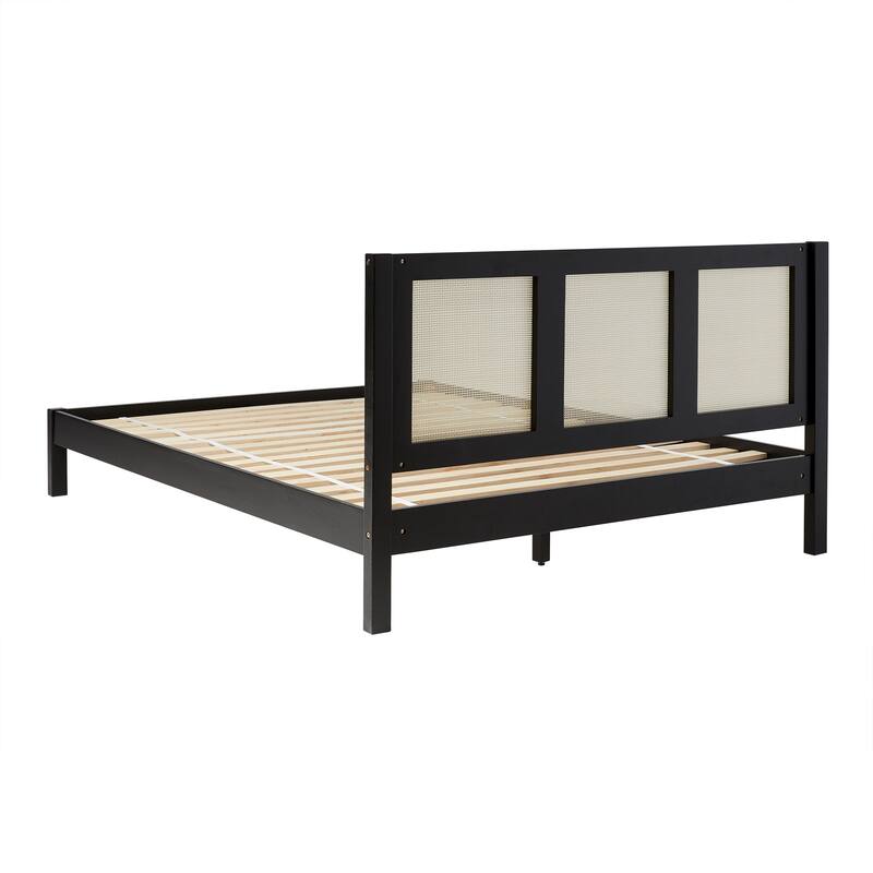 Middlebrook Designs Boho Solid Wood Rattan Headboard Queen Bedframe