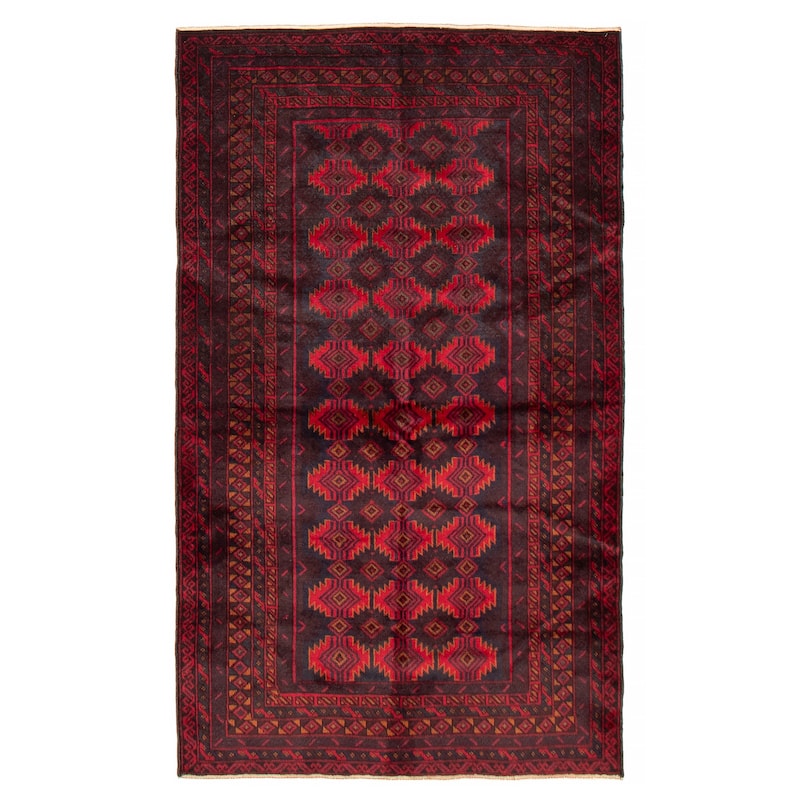 Teimani Red Rug 3'7" x 6'1" - 3'7 x 6'1 - Red - 3'7 x 6'1