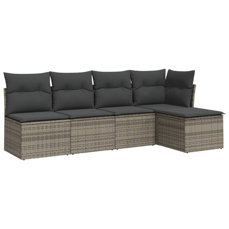 vidaXL Garden Sofa Set Grey PE rattan, powder-coated steel, polyester fabric - 21.7 x 21.7 x 14.6